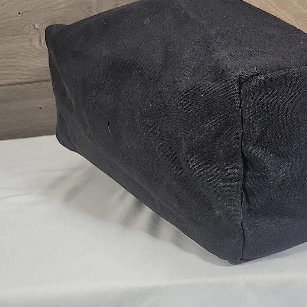Barebones Waxed Canvas Two-Tone Tote Bag in Brown and Black
